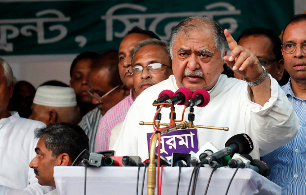 সিলেটে জাতীয় ঐক্যফ্রন্টের সমাবেশে প্রধান বক্তা ছিলেন ড. কামাল হোসেন। ২৪ অক্টোবর ২০১৮।