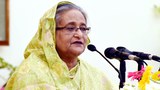 গণভবনে আয়োজিত সংবাদ সম্মেলনে বক্তব্য রাখছেন প্রধানমন্ত্রী শেখ হাসিনা।