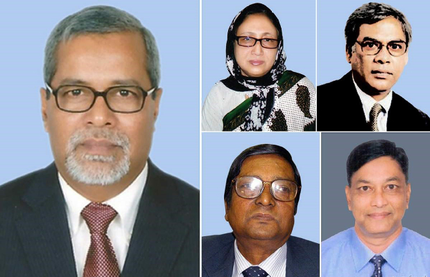 নবনিযুক্ত সিইসি নুরুল হুদাসহ চার কমিশনার। ফাইল ফটো।