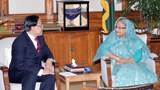 প্রধানমন্ত্রীর সঙ্গে সৌজন্য সাক্ষাতে সু চির বিশেষ দূত কিউ তিন। 