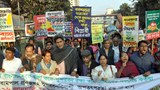 সুন্দরবন রক্ষার দাবিতে হরতালের সমর্থনে ঢাকায় পদযাত্রা ও প্রচারপত্র বিতরণ।