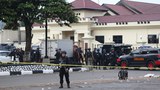 Officers stand guard outside a detention center inside the compound of the elite police unit Mobile Brigade where a riot broke out, in Depok, West Java, Indonesia, May 10, 2018. 