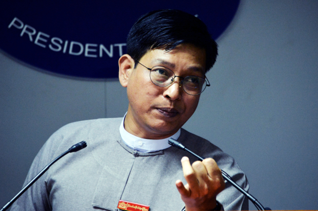 Zaw Htay, spokesman for the Myanmar President’s Office, speaks during a news conference at the Presidential Palace in Naypyidaw, Jan. 7, 2019. [AFP]