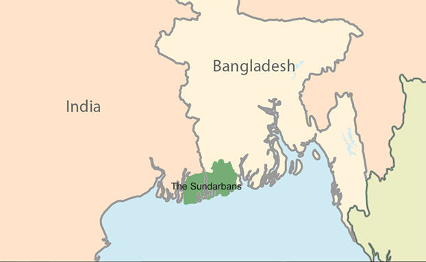 A map of the Sundarbans.