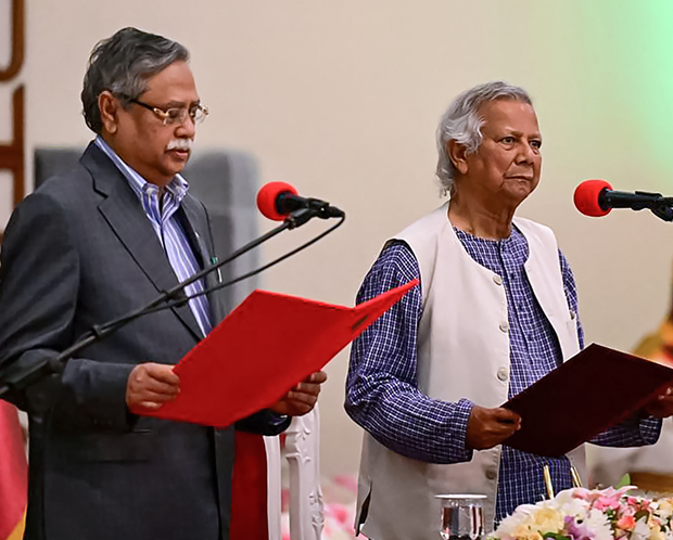 Yunus-led interim Bangladesh govt sworn in; diverse members include 2 student leaders Yunus-led interim Bangladesh govt sworn in; diverse members include 2 student leaders