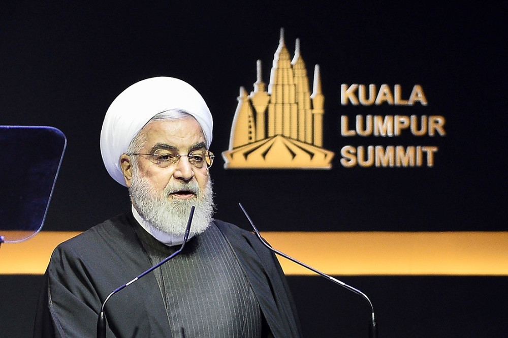 Iranian President Hassan Rouhani addresses the Kuala Lumpur Summit, Dec. 19, 2019. [S. Mahfuz/BenarNews]