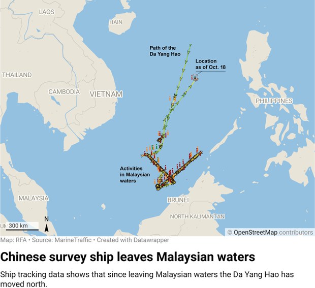 Chinese Vessel Leaves Malaysian Exclusive Economic Zone 2 Weeks After Protest
