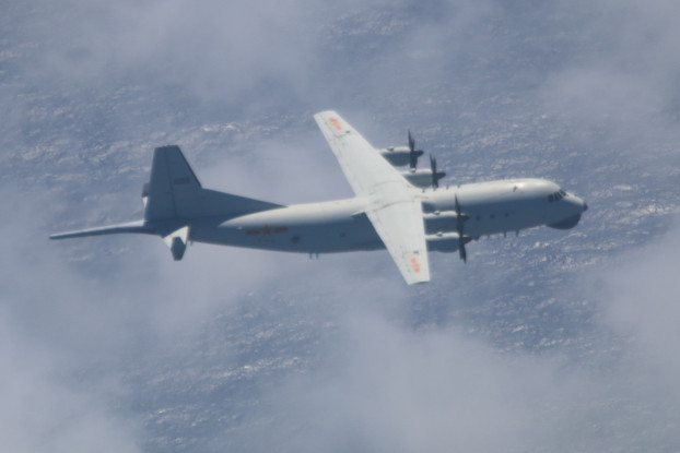 This Y-8 antisubmarine warfare plane belonging to the People’s Liberation Army Air Force was spotted flying near Pratas island on Oct. 11, 2020. (Ministry of National Defense, Republic of China)