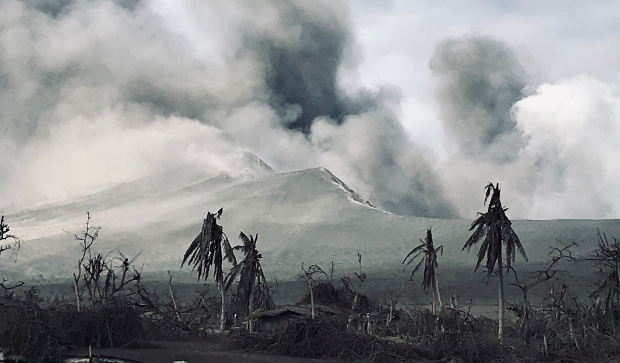Taal Volcano as seen from a canoe, Jan. 14, 2020. [Jason Gutierrez/BenarNews]  