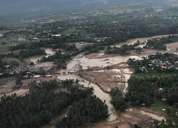 A flooded area of the central Philippines is seen from President Rodrigo Duterte’s helicopter, Dec. 18, 2017. (Handout/Presidential Communications Operations Office)