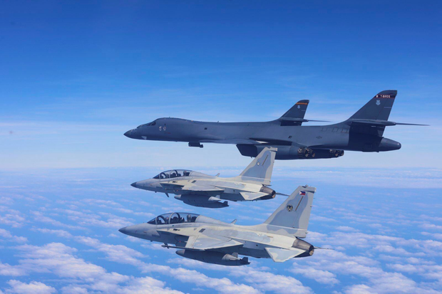 Philippines and US stage joint air patrol, exercise over South China Sea Philippines and US stage joint air patrol, exercise over South China Sea